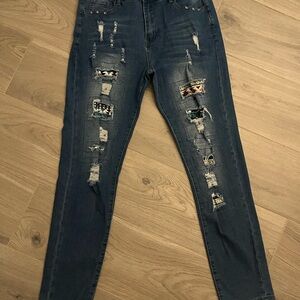 Stylish Distressed Blue Jeans for Women